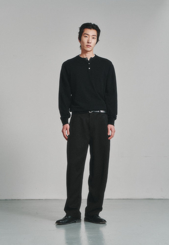 Art if acts - Comfy Side Tuck Curved Trousers (Black) product image 1 | TRAB K-Fashion Australia