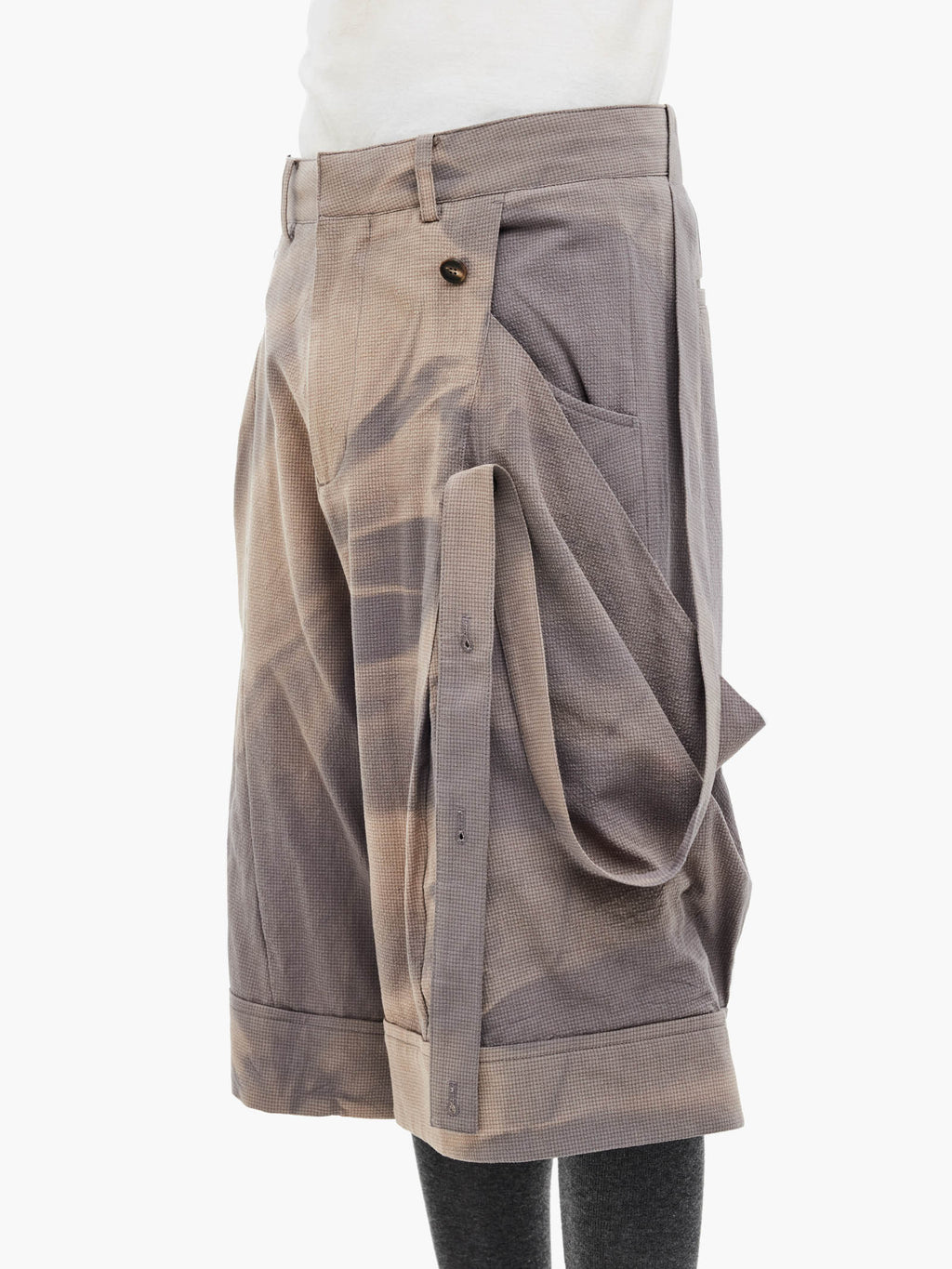 Jiyong Kim - Sun-Bleached Layered Strap Half Trousers (Grey) product image 7 | TRAB K-Fashion Australia