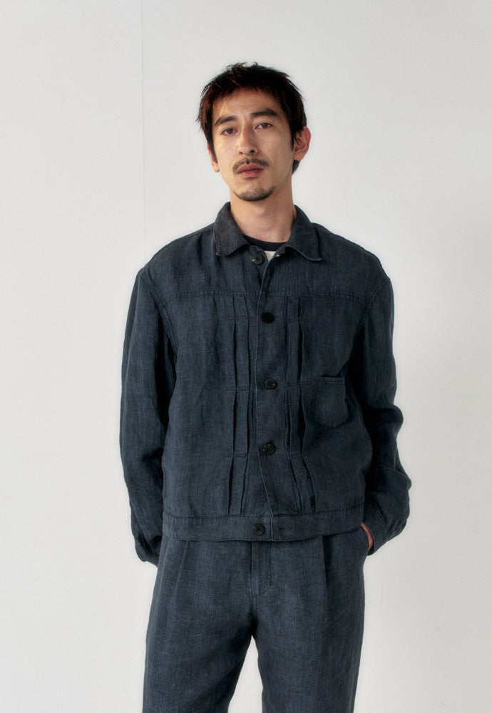 Art if acts - Linen Trucker Jacket (Indigo) product image 1 | TRAB K-Fashion Australia