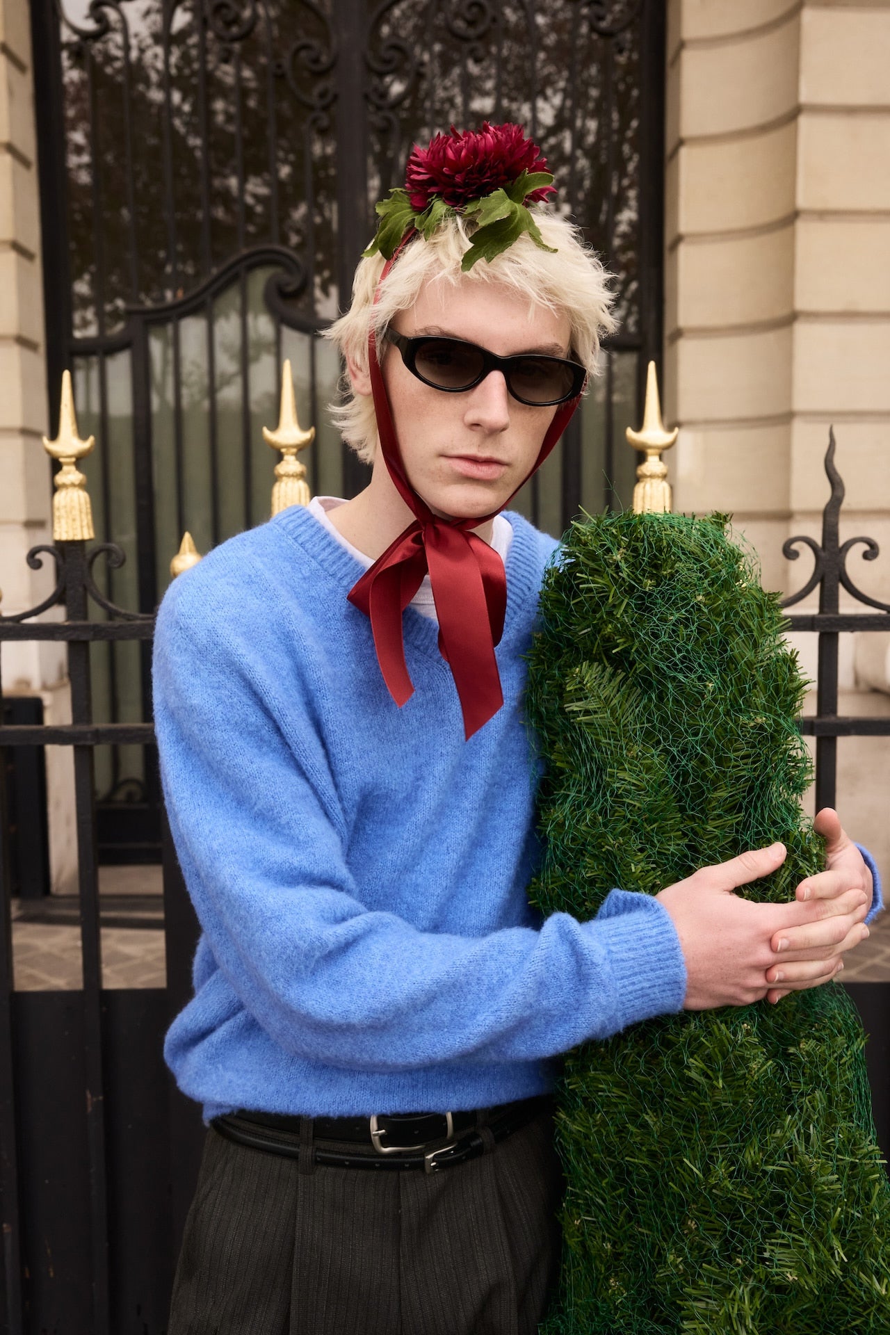 STU - Boucle V-Neck Knit In Azure (Blue) product image 9 | TRAB K-Fashion Australia