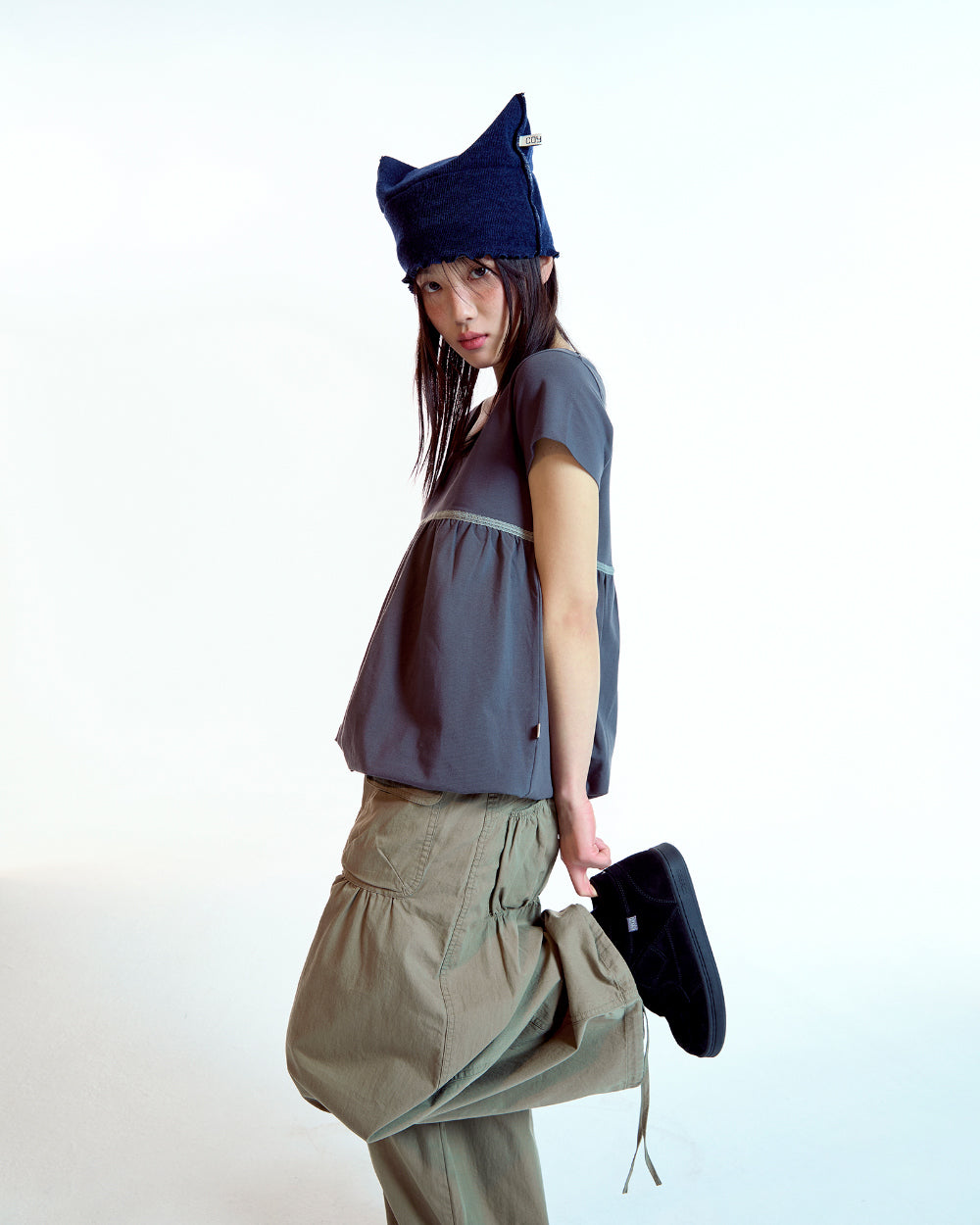 Coyseio - Shirring Tobi Pants (Khaki) product image 3 | TRAB K-Fashion Australia