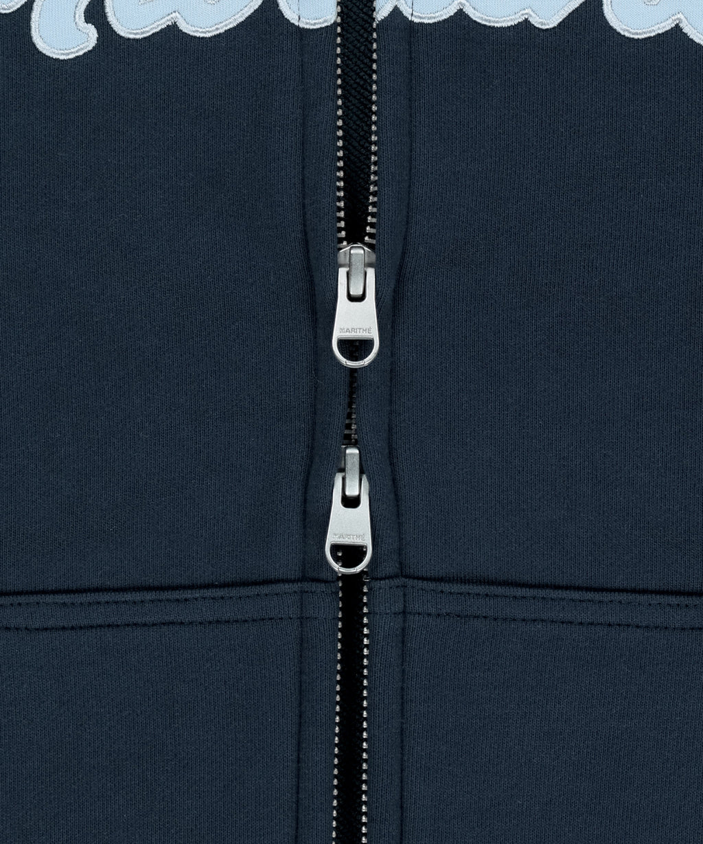 Marithe & Francois Girbaud - Regular Logo Applique Oversized Hoodie Zipup (Navy) product image 4 | TRAB K-Fashion Australia