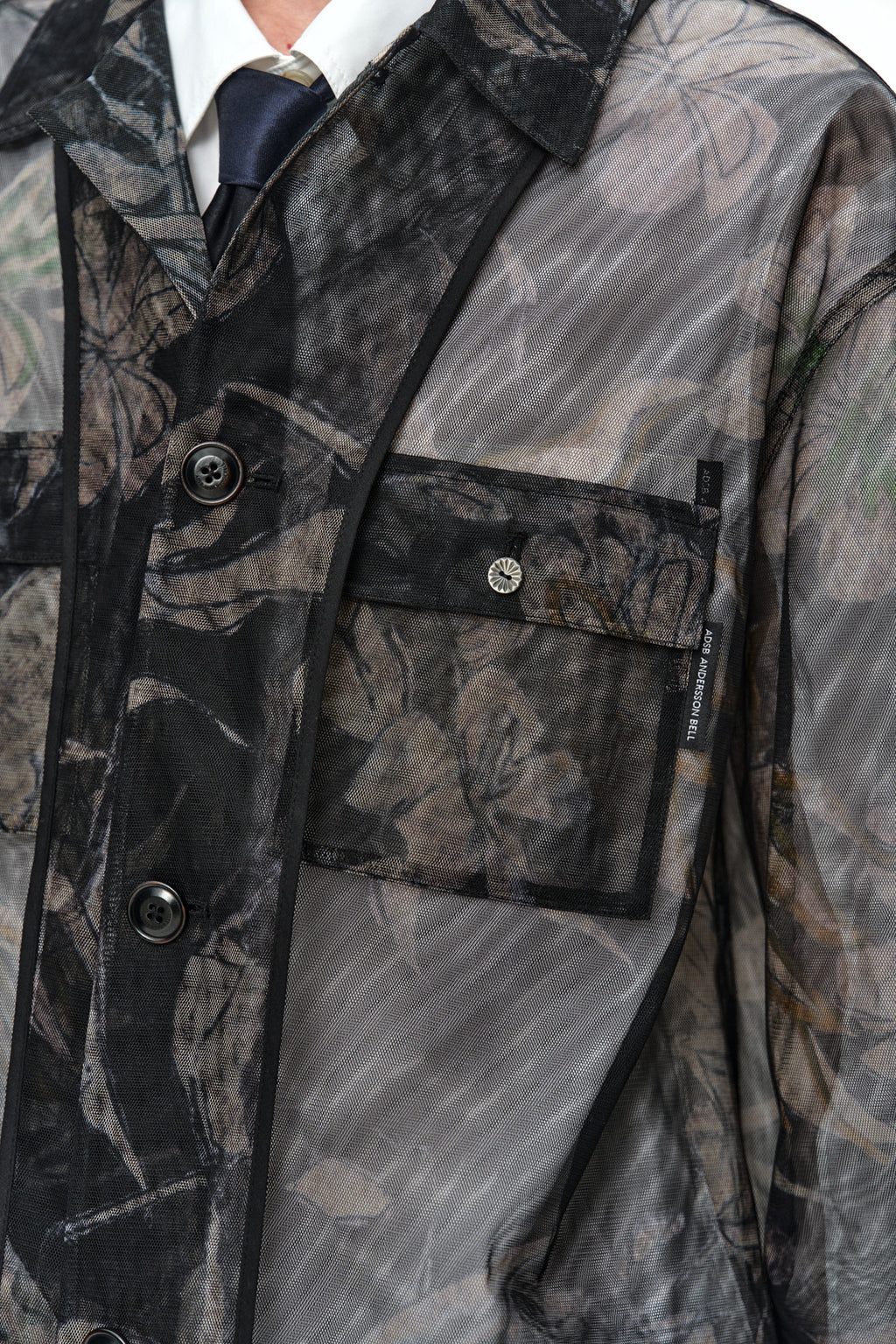 Andersson Bell - Karim Sheer Flower Printed Over Shirt (Black/Beige) product image 5 | TRAB K-Fashion Australia