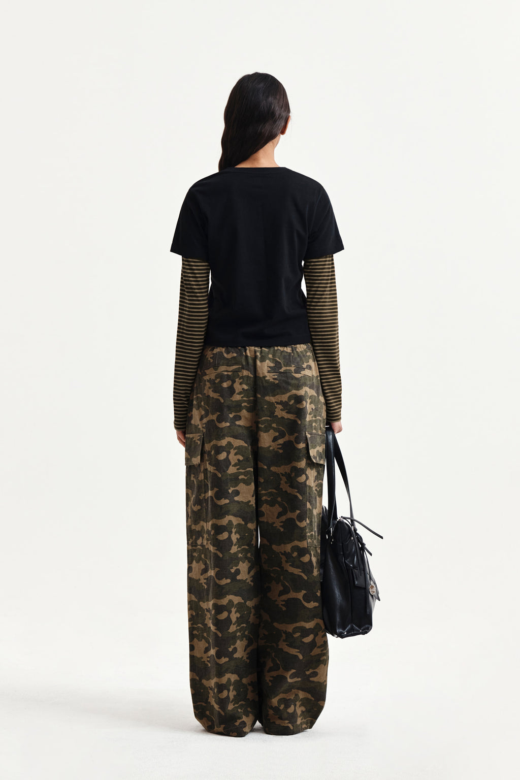 Matin Kim - Graffiti Logo Stripe Layered Top (Black) product image 7 | TRAB K-Fashion Australia