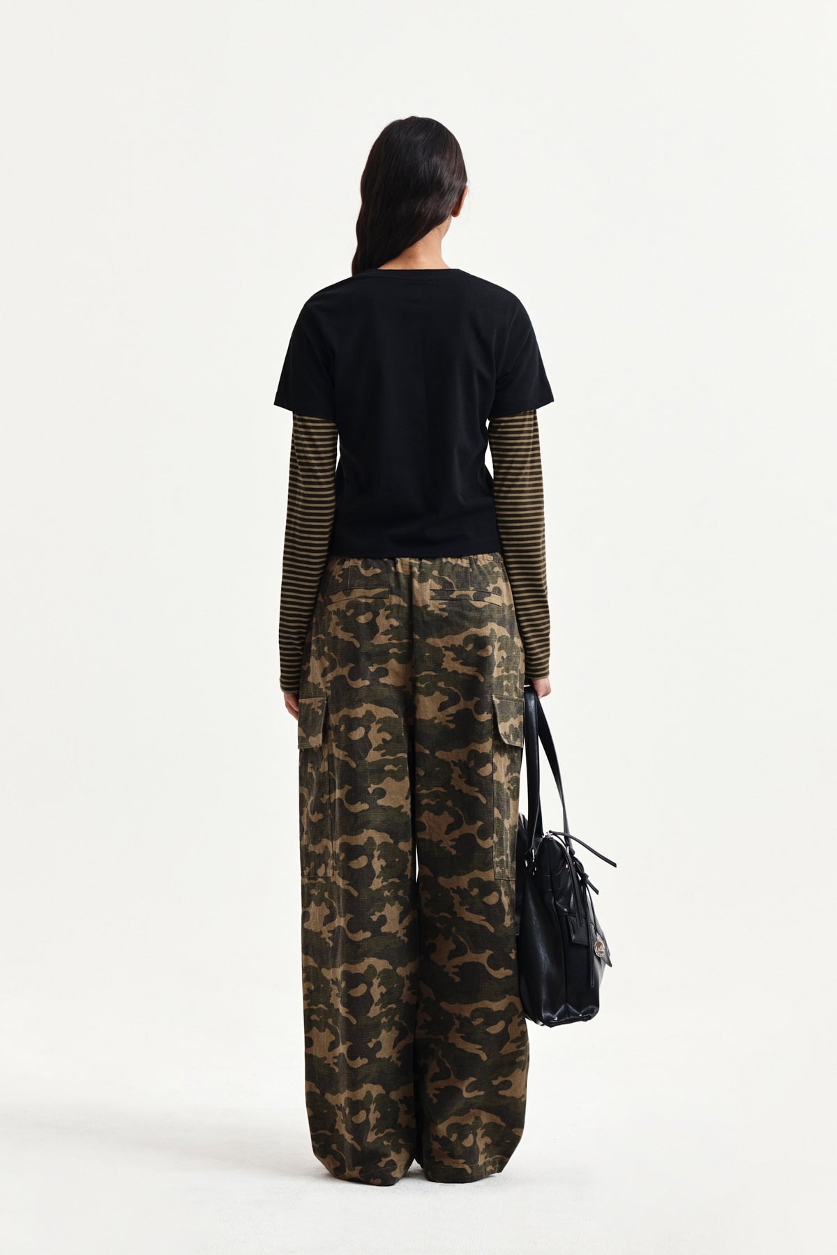 Matin Kim - Graffiti Logo Stripe Layered Top (Black) product image 7 | TRAB K-Fashion Australia