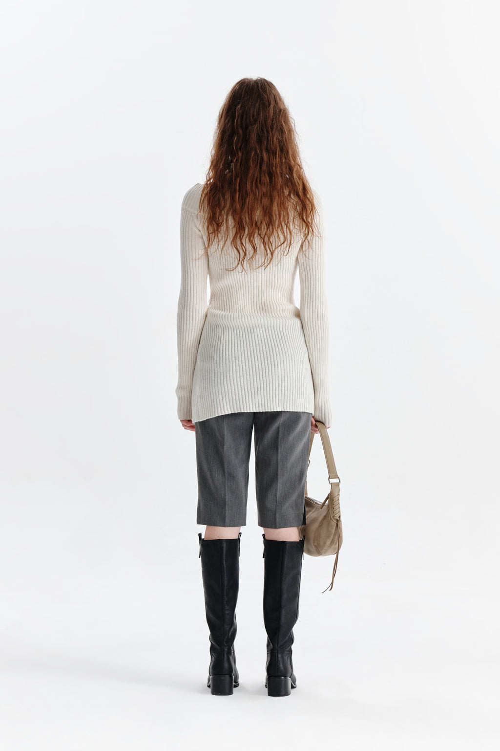 Matin Kim - One Shoulder Button Point Knit Dress (Ivory) product image 7 | TRAB K-Fashion Australia