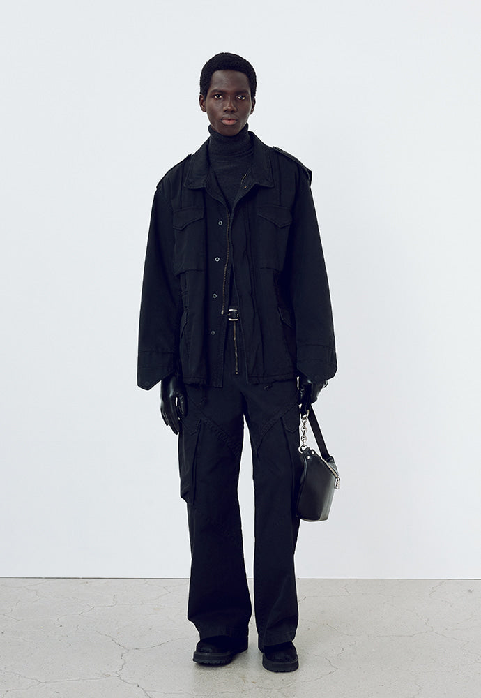 Tonywack - Garment-Dyed Gabardine Wide Cargo Pants (Carbon Pigment) product image 1 | TRAB K-Fashion Australia