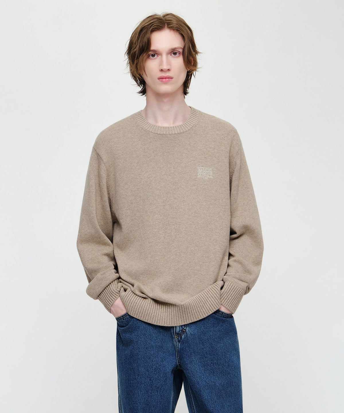 Marithe & Francois Girbaud - Small Classic Logo Knit Pullover (Oatmeal) product image 1 | TRAB K-Fashion Australia