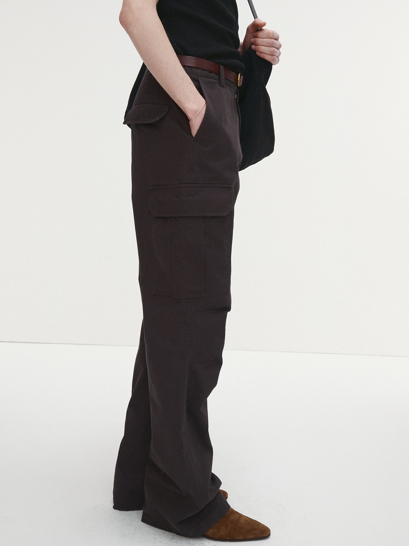 Tonywack - Washed Cotton Loose Flared Cargo Pants (Ebony) product image 5 | TRAB K-Fashion Australia