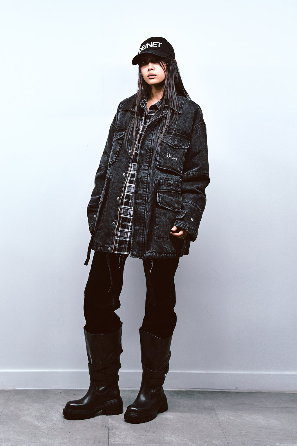 Deinet - Velvet Washed Boot Cut Denim Pants (Black) product image 9 | TRAB K-Fashion Australia