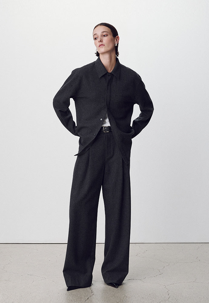 Tonywack - Virgin Wool Hidden Placket Shirt (Grey) product image 4 | TRAB K-Fashion Australia