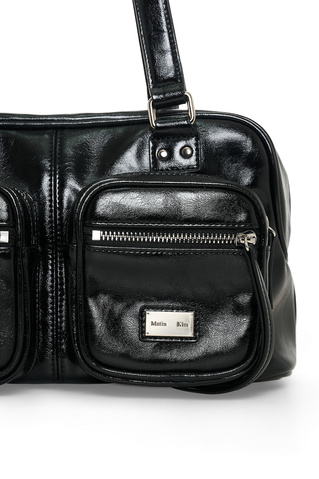 Matin Kim - Double Pocket Brick Shoulder Bag (Black) product image 4 | TRAB K-Fashion Australia