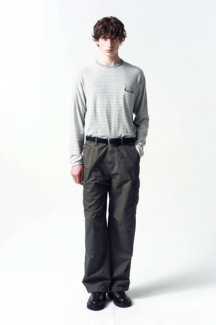 Insilence - Cotton Cashmere Striped Pullover (Grey) product image 1 | TRAB K-Fashion Australia