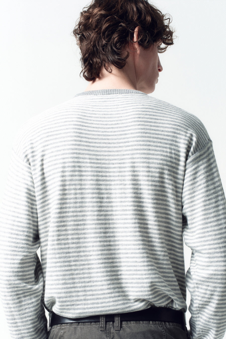Insilence - Cotton Cashmere Striped Pullover (Grey) product image 4 | TRAB K-Fashion Australia