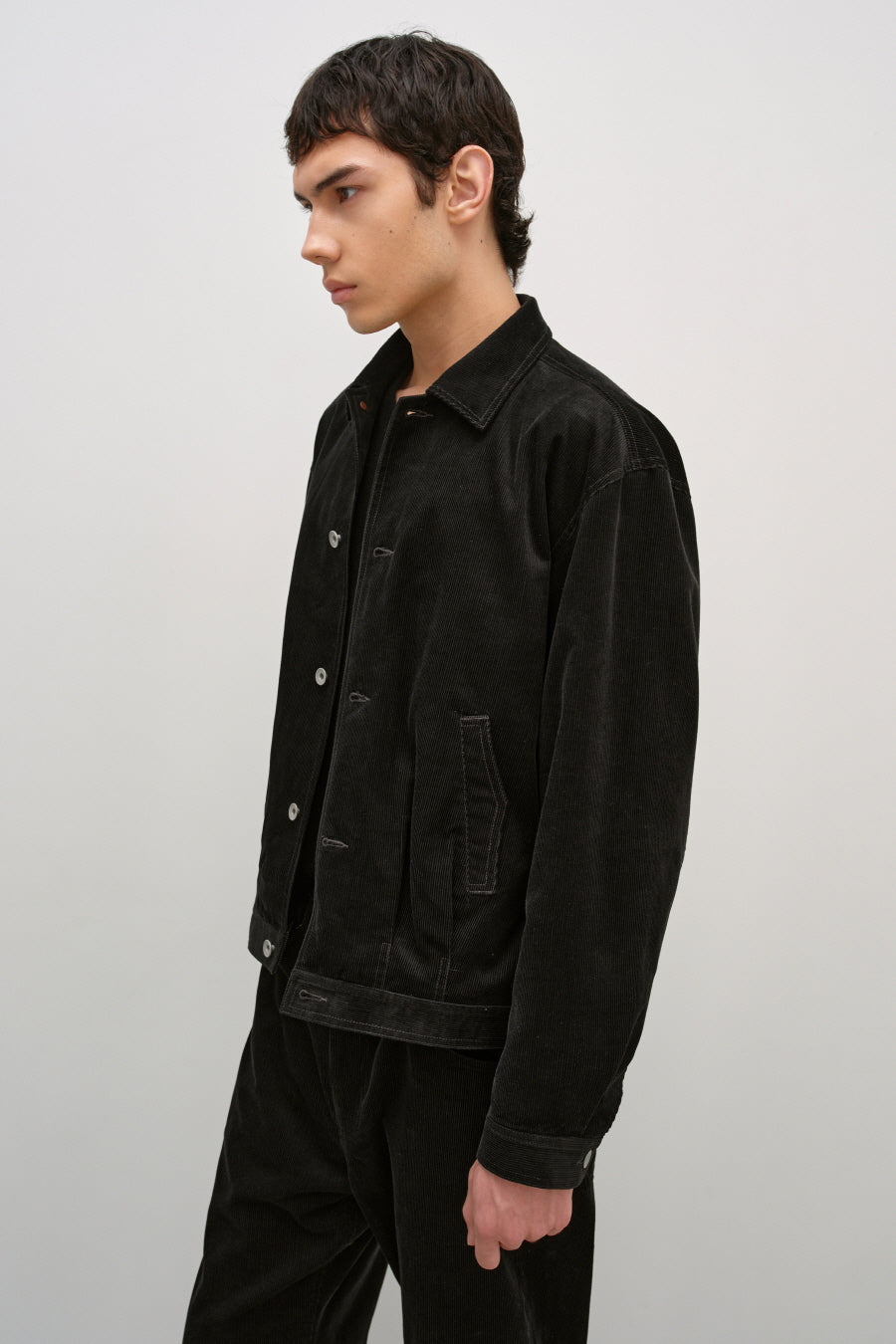 Insilence - Corduroy Trucker Jacket (Black) product image 3 | TRAB K-Fashion Australia