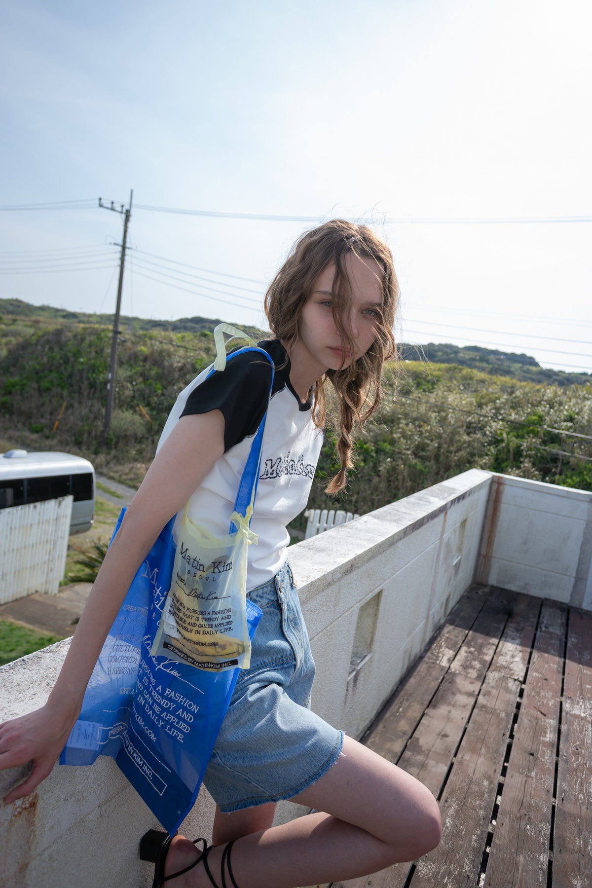 Matin Kim - Flower Stitch Raglan Logo Top (Black) product image 10 | TRAB K-Fashion Australia