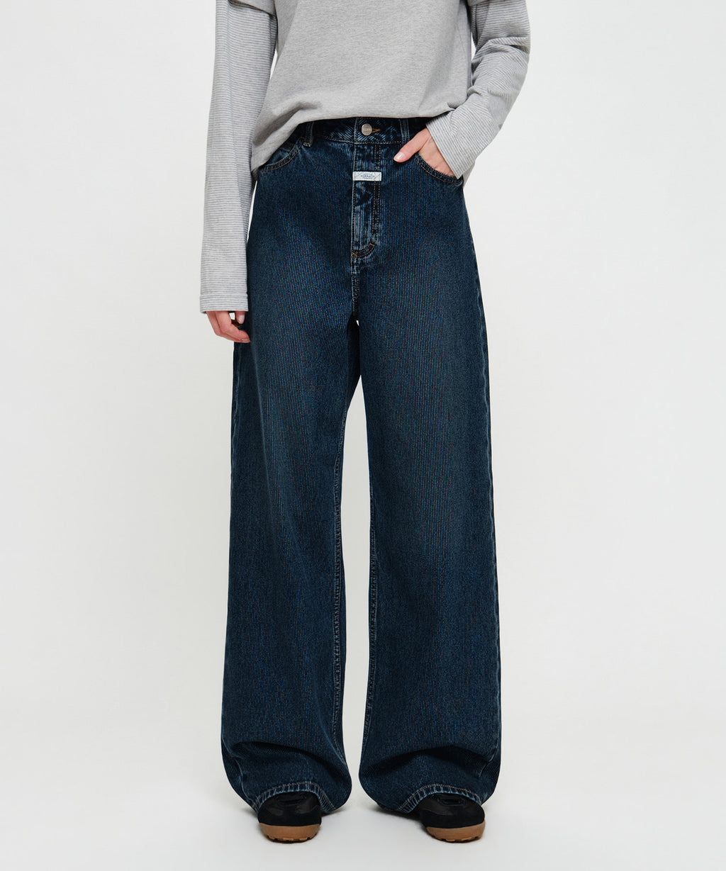 Marithe & Francois Girbaud - [Pre-order – Ships 7 Oct] Semi-wide Stripe Denim Pants (Dark Blue) product image 1 | TRAB K-Fashion Australia
