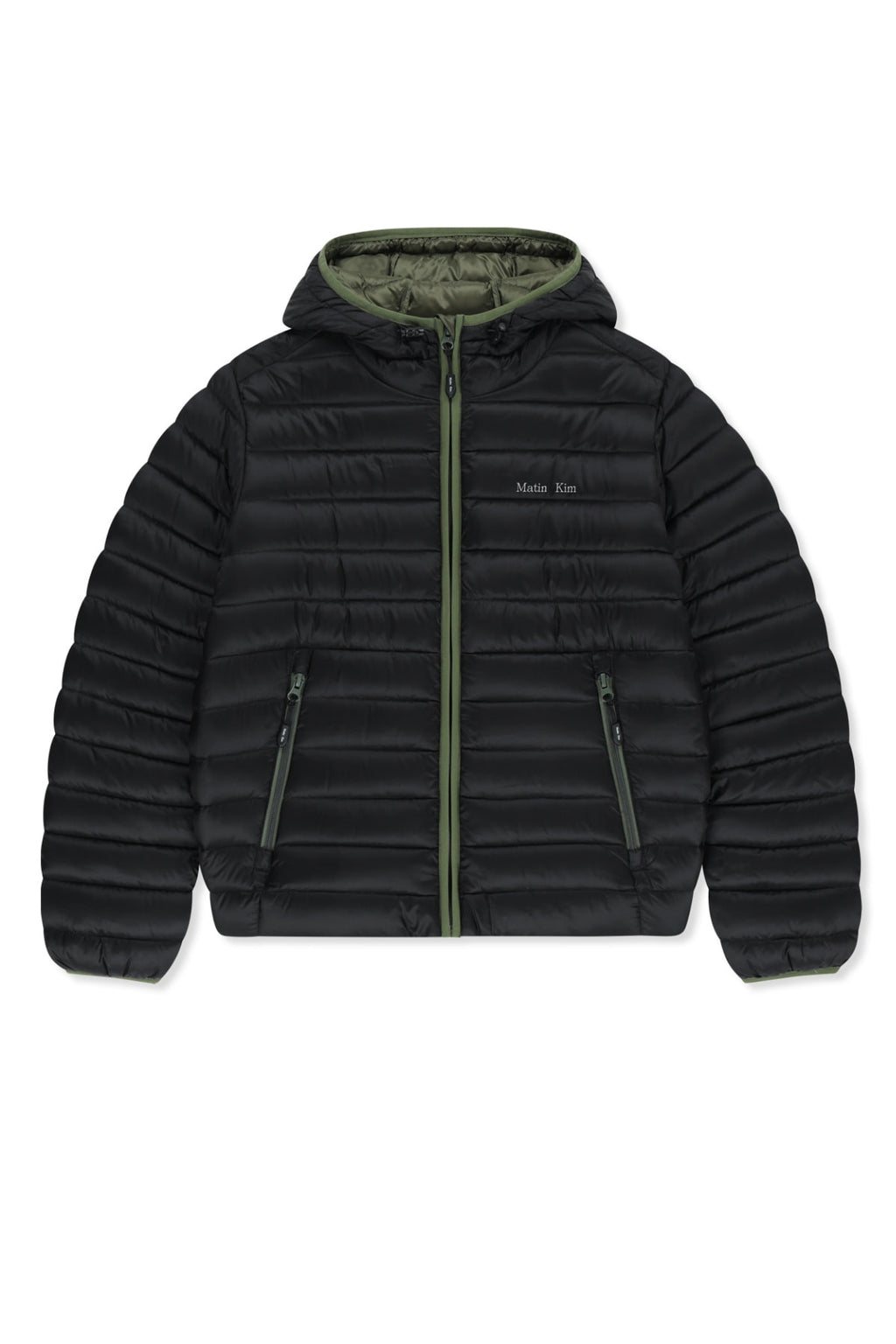 Matin Kim - Contrast Trim Light Down Hoody Jumper (Black) product image 1 | TRAB K-Fashion Australia