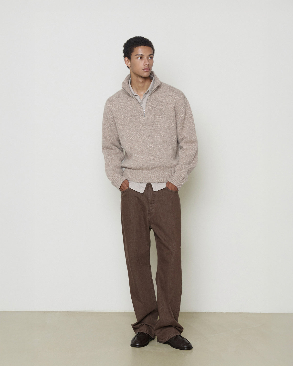 Brownyard - Quarter Zip Up Sweater (Beige) product image 1 | TRAB K-Fashion Australia