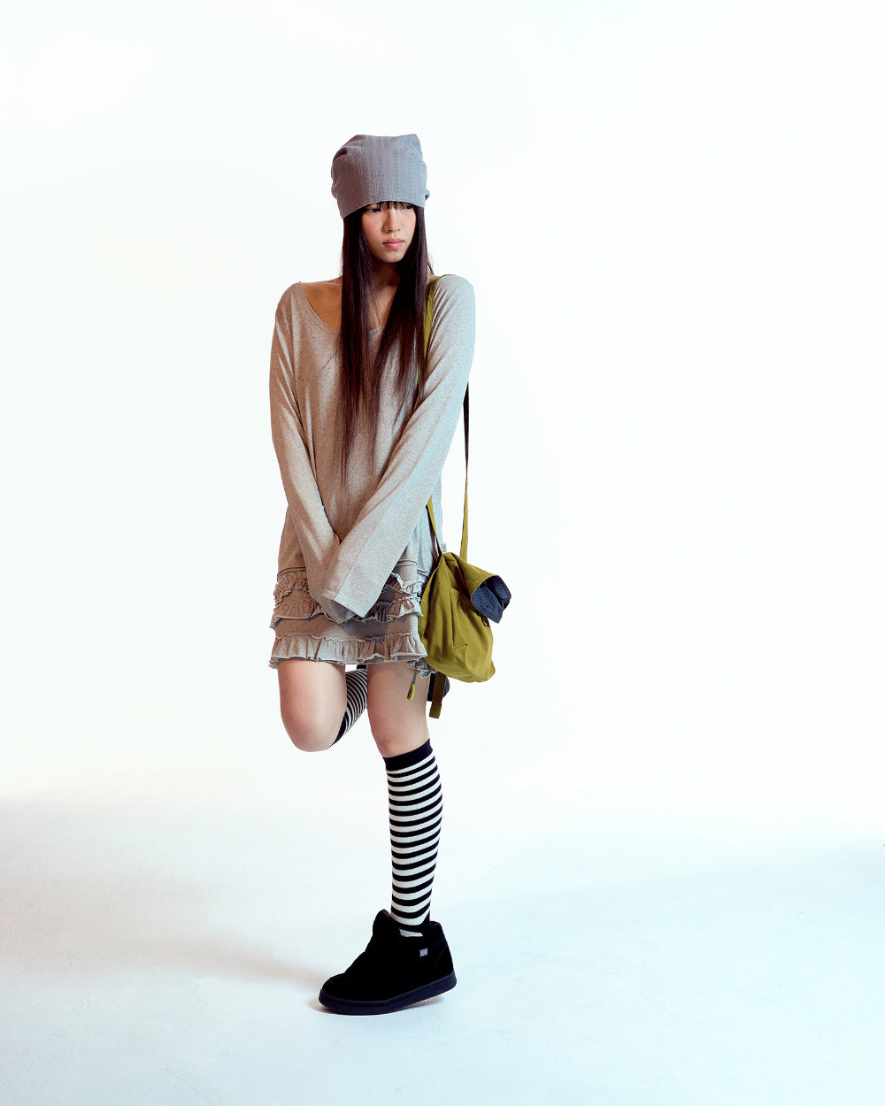 Coyseio - Bottom Multiple Frill Dress (Light Grey) product image 9 | TRAB K-Fashion Australia