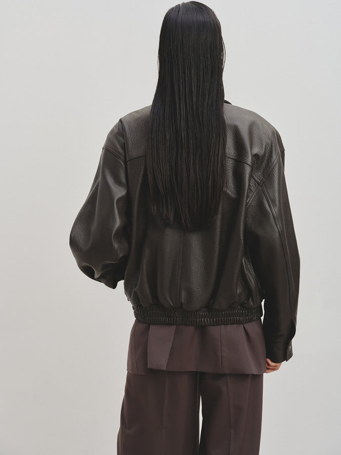 Tonywack - Lamb Leather Bomber Jacket (Dark Brown) product image 7 | TRAB K-Fashion Australia