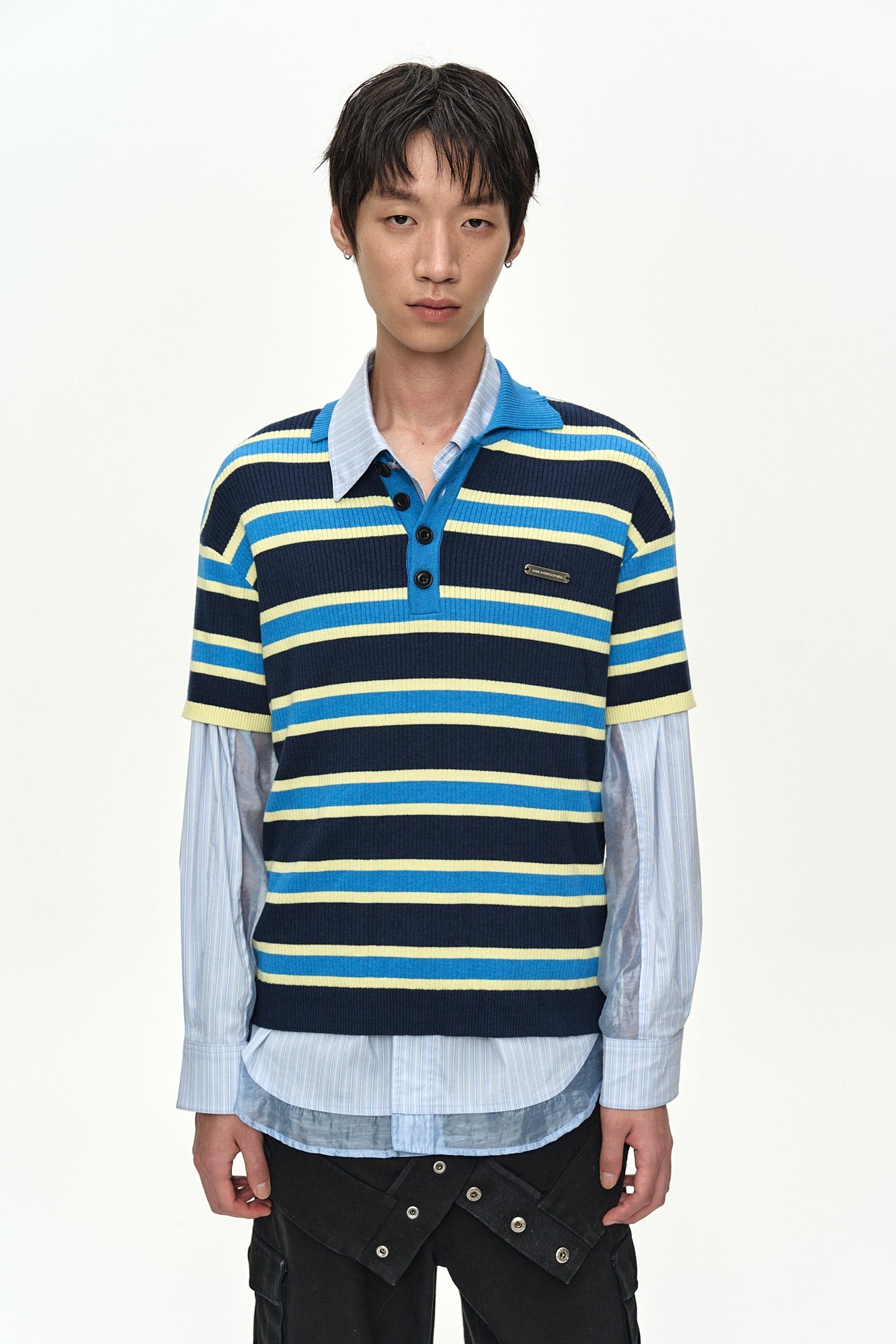 Andersson Bell - Brad Stripe Polo Sweater (Blue/Navy) product image 1 | TRAB K-Fashion Australia