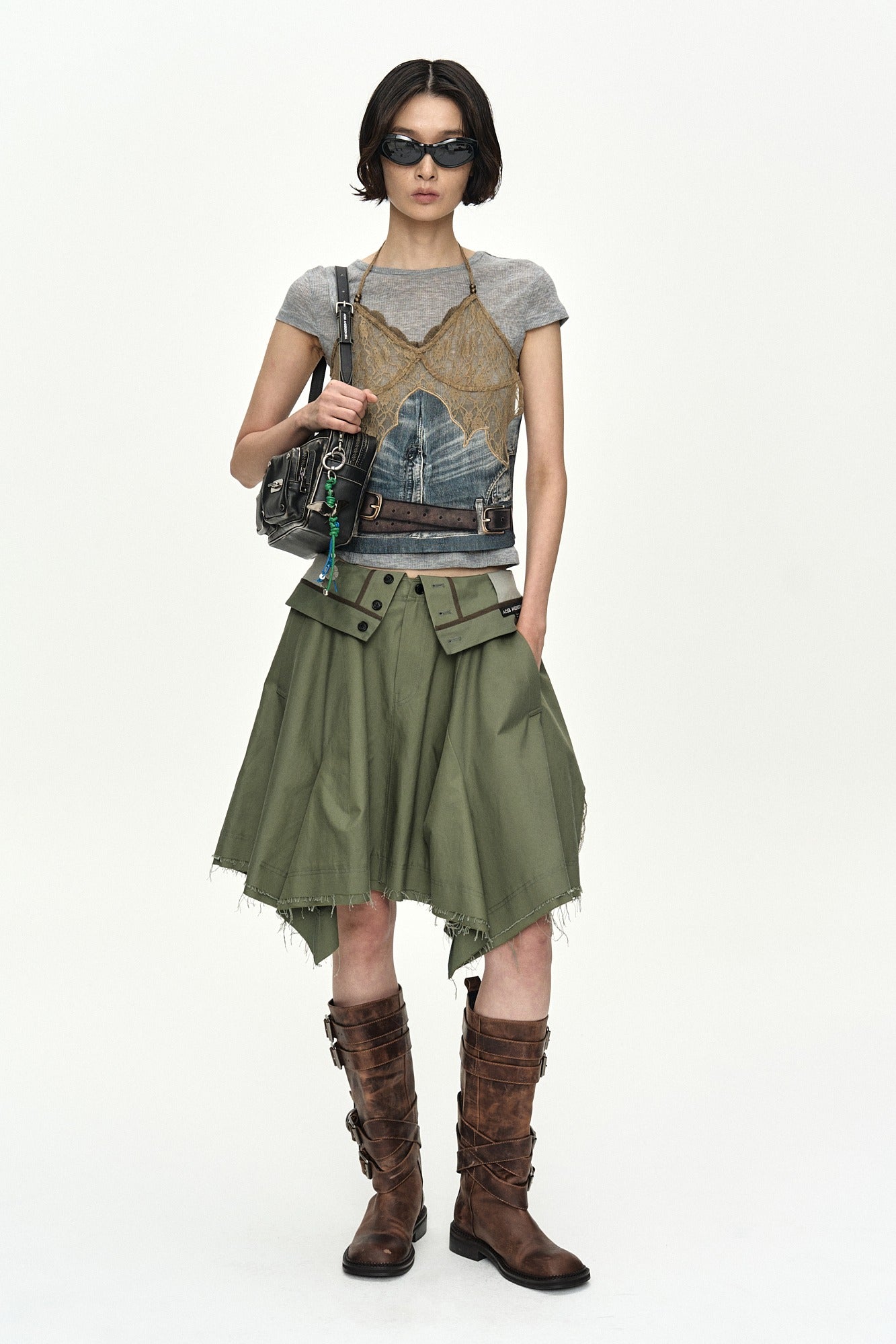 Andersson Bell - Upside-Down Asymmetric Skirt (Khaki) product image 1 | TRAB K-Fashion Australia
