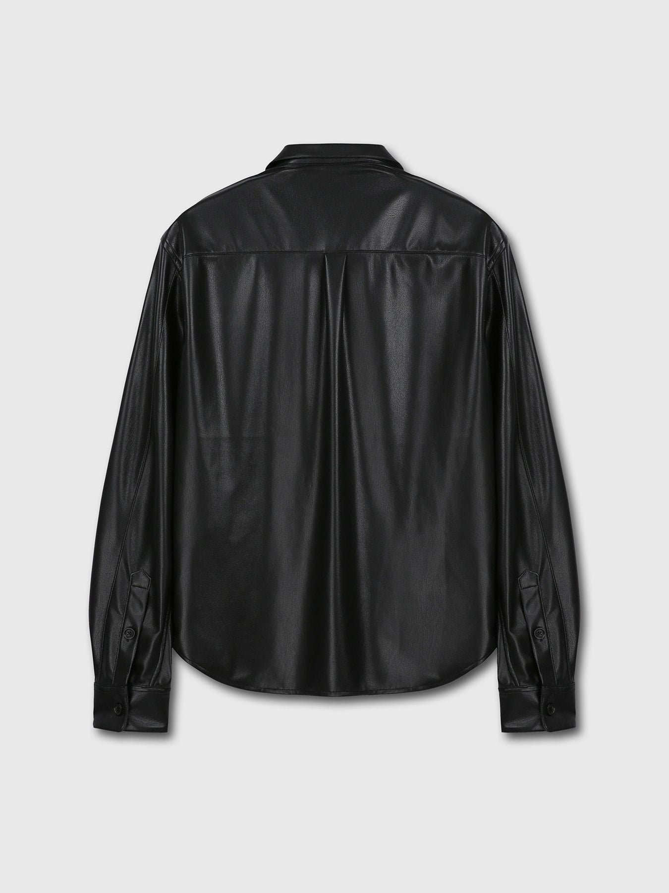 Tonywack - Faux Leather Hidden Button Shirt Italian Fabric (Black) product image 9 | TRAB K-Fashion Australia