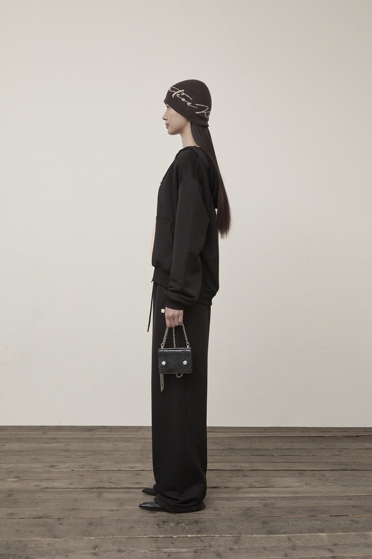 Matin Kim - Back Logo Glitter Hoody Zip Up (Black) product image 6 | TRAB K-Fashion Australia