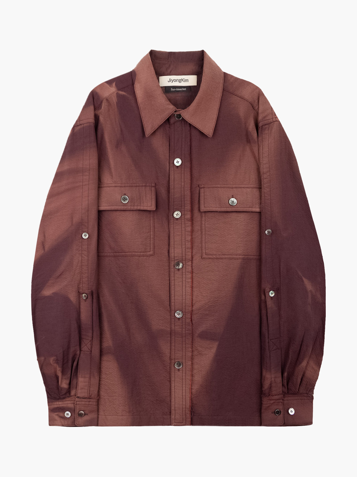 Jiyong Kim - Sun-Bleached Raw-Edge Shirt (Burgundy) product image 10 | TRAB K-Fashion Australia