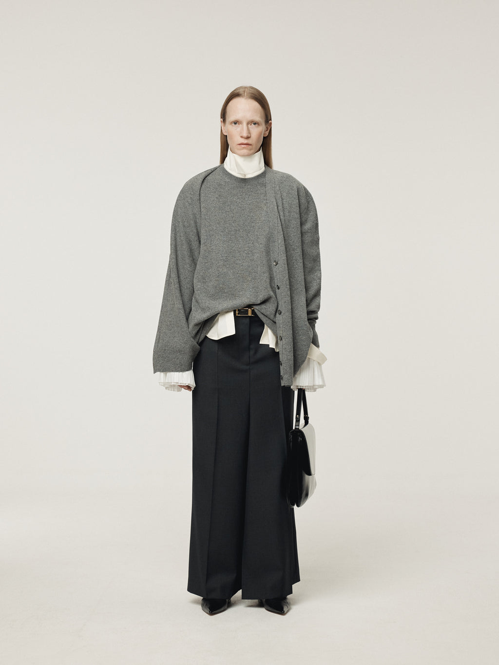 Recto - Layered Cardigan Knit Top (Melange Grey) product image 2 | TRAB K-Fashion Australia