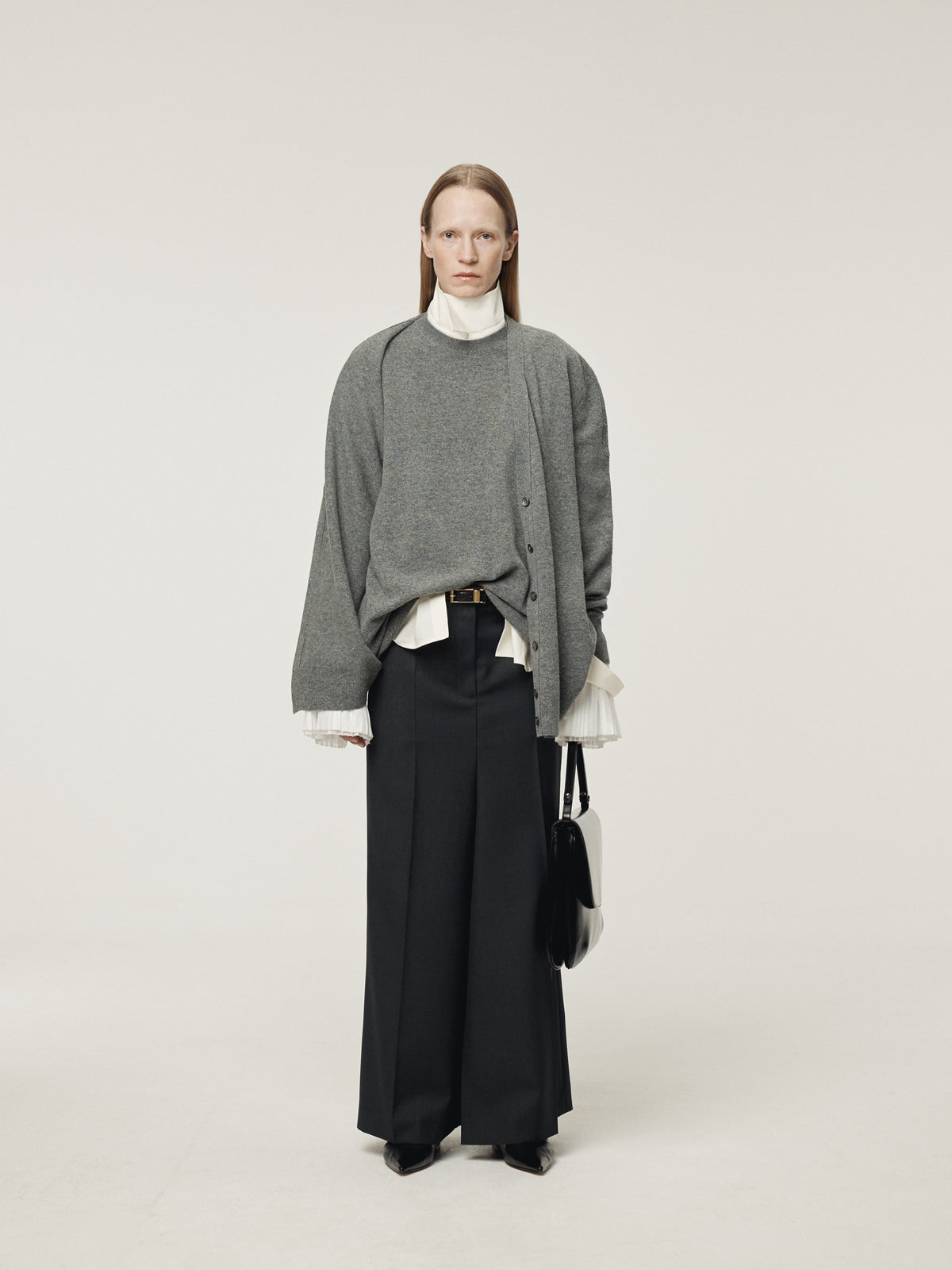 Recto - Layered Cardigan Knit Top (Melange Grey) product image 2 | TRAB K-Fashion Australia