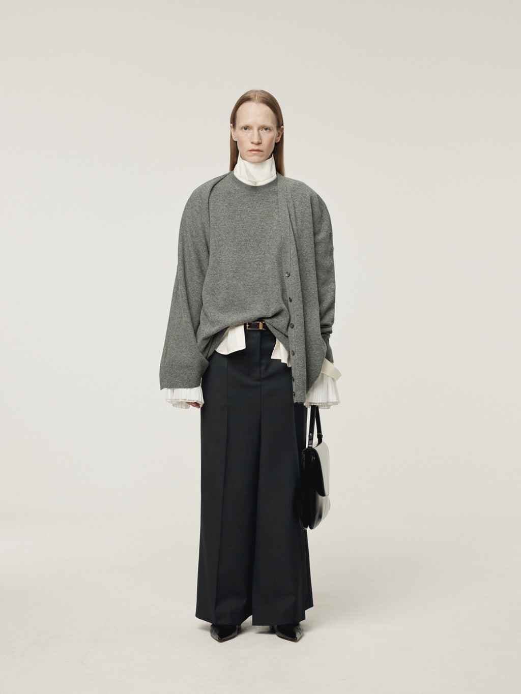 Recto - Layered Cardigan Knit Top (Melange Grey) product image 2 | TRAB K-Fashion Australia