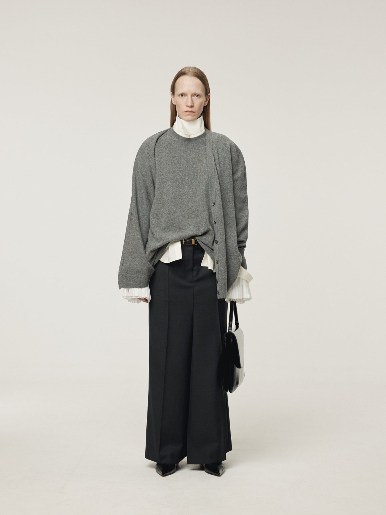 Recto - Layered Cardigan Knit Top (Melange Grey) product image 2 | TRAB K-Fashion Australia