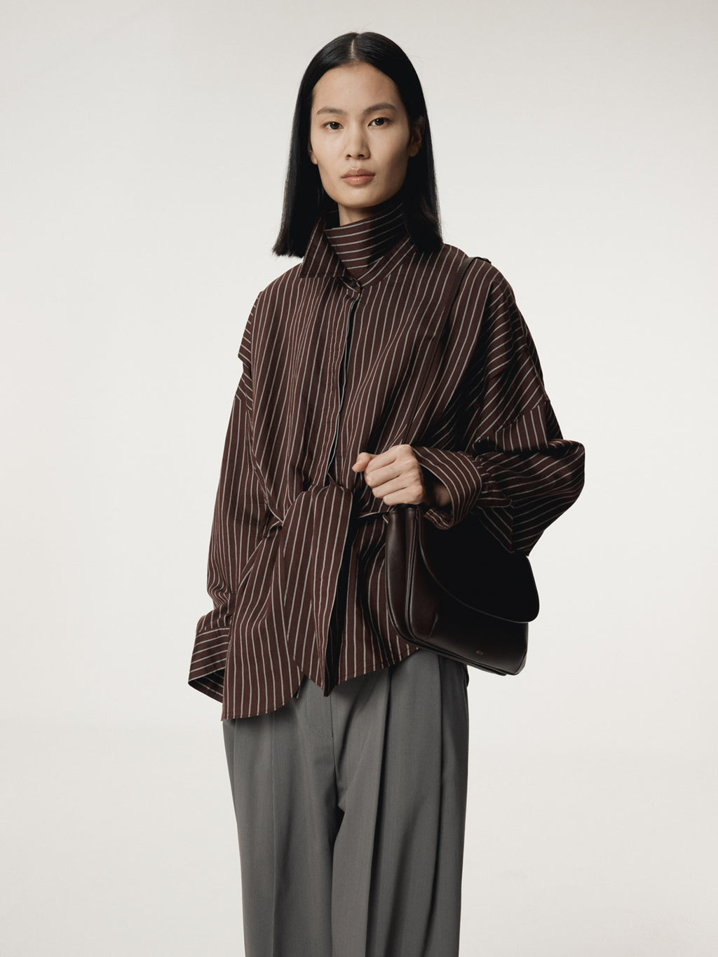 Recto - Double Layer Stripe Shirt (Red Brown) product image 4 | TRAB K-Fashion Australia
