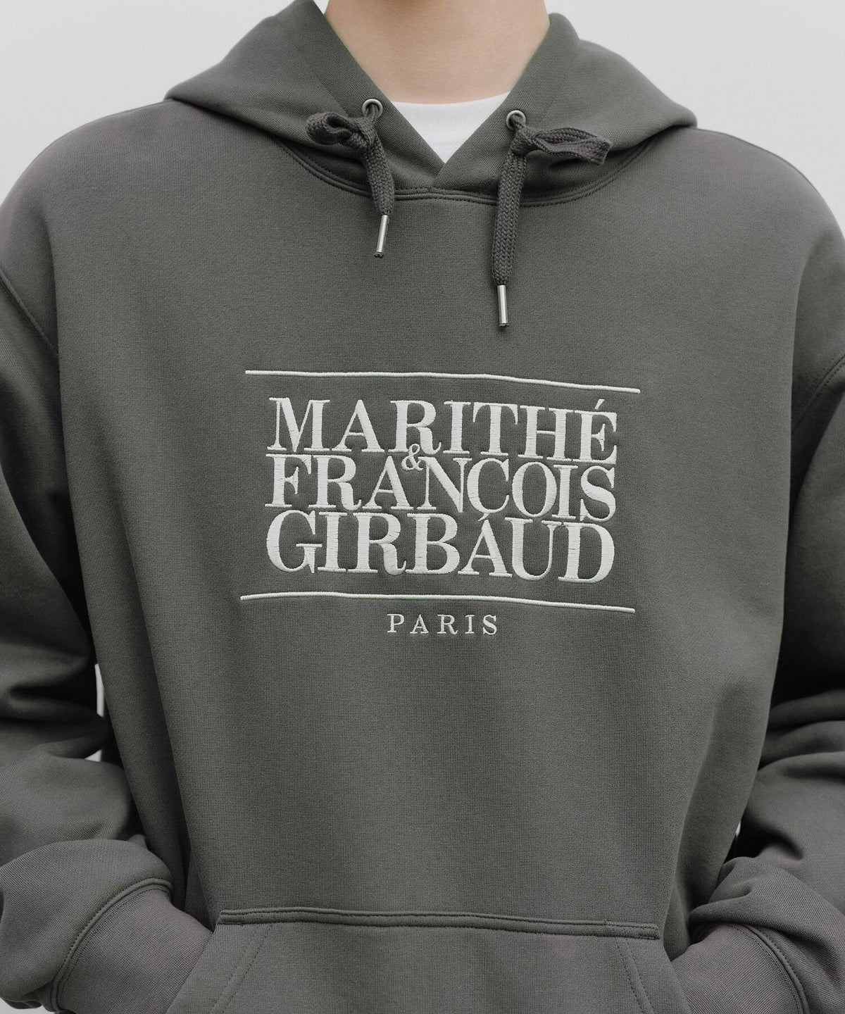 Marithe & Francois Girbaud - Classic Logo Embroidery Hoodie (brushed) (Charcoal) product image 3 | TRAB K-Fashion Australia