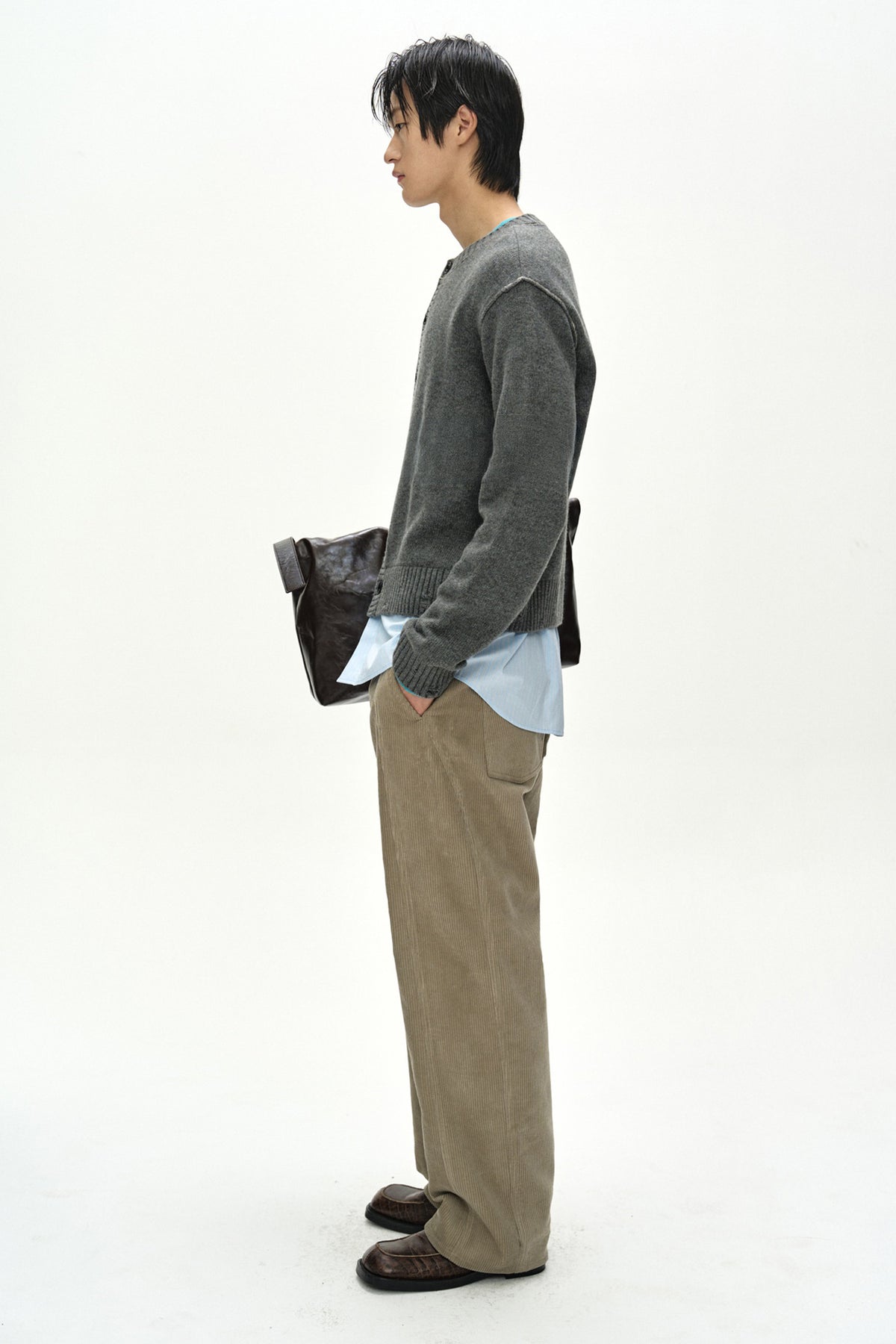 Andersson Bell - Shirt Layered Cardigan (Melange Grey) product image 5 | TRAB K-Fashion Australia