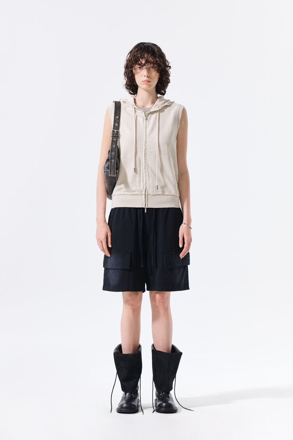 Matin Kim - Vintage Washed Terry Cargo Shorts (Black) product image 16 | TRAB K-Fashion Australia