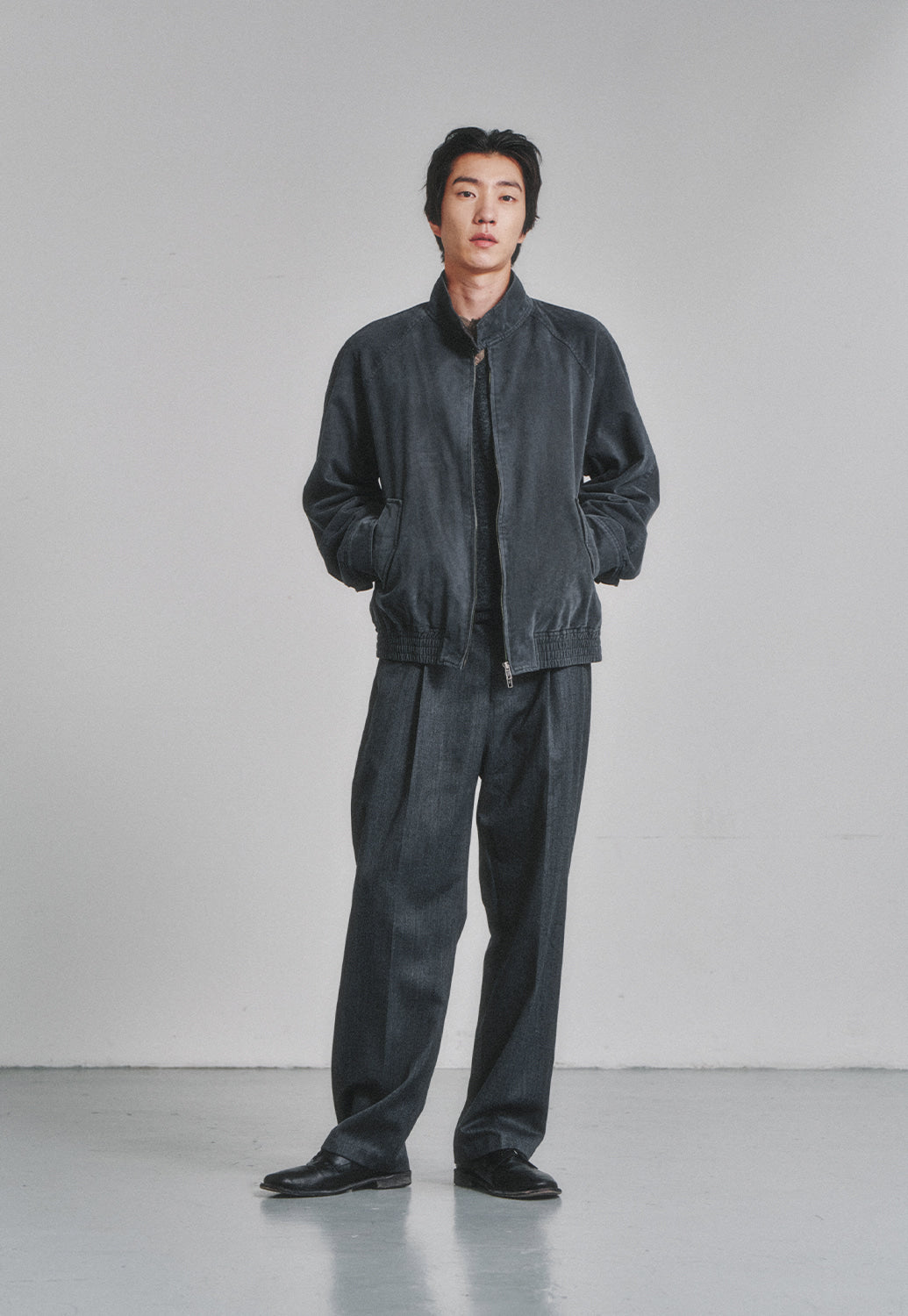 Art if acts - Washed Cotton Harrington Jacket (Faded Charcoal) product image 4 | TRAB K-Fashion Australia