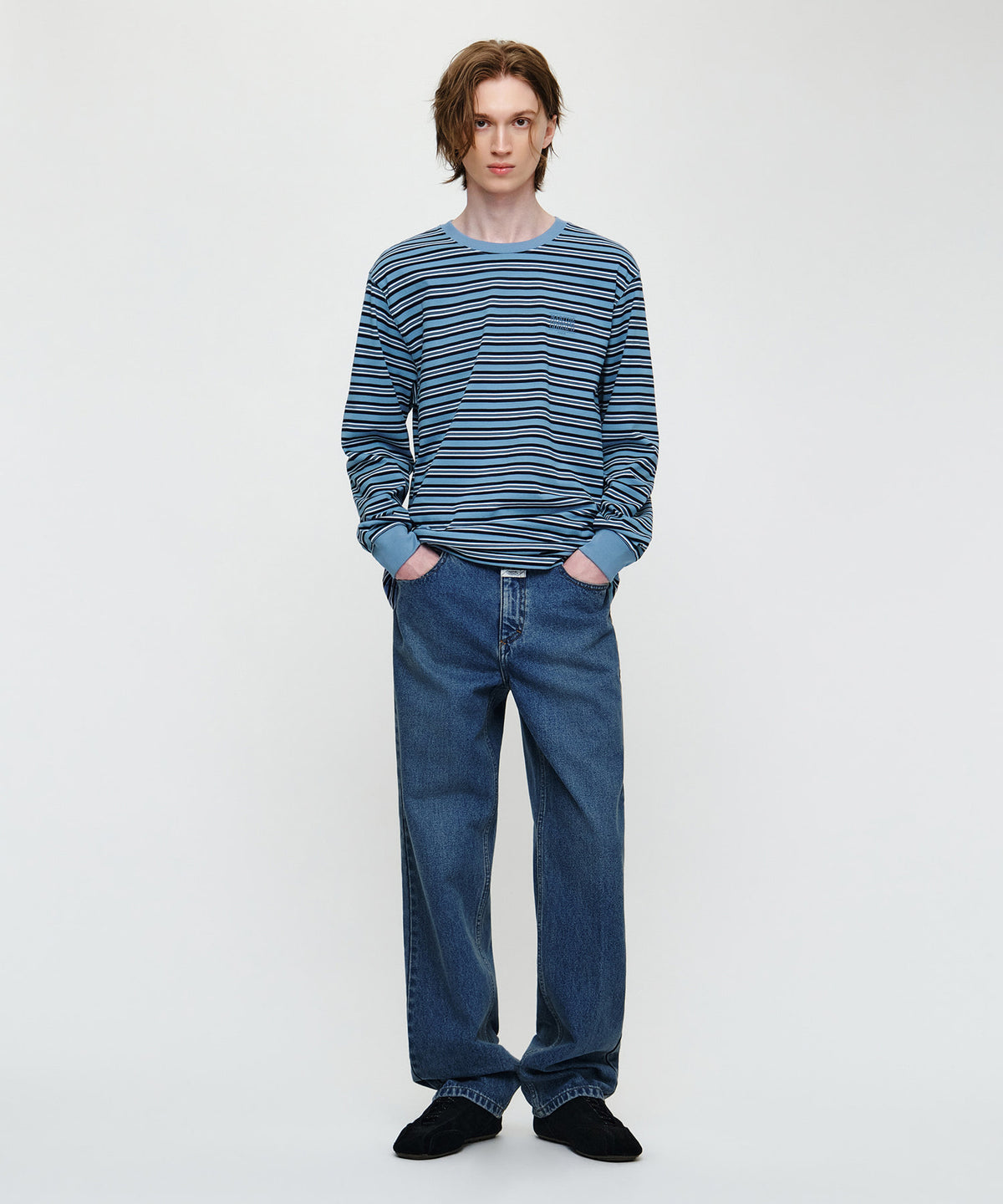 Marithe & Francois Girbaud - Small Classic Logo Long Sleeve Tee (Stripe) product image 4 | TRAB K-Fashion Australia