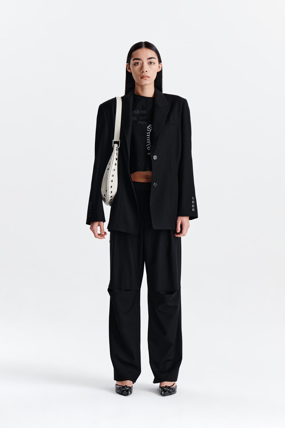 Matin Kim - Knee Cut Out Detail Trouser (Black) product image 10 | TRAB K-Fashion Australia