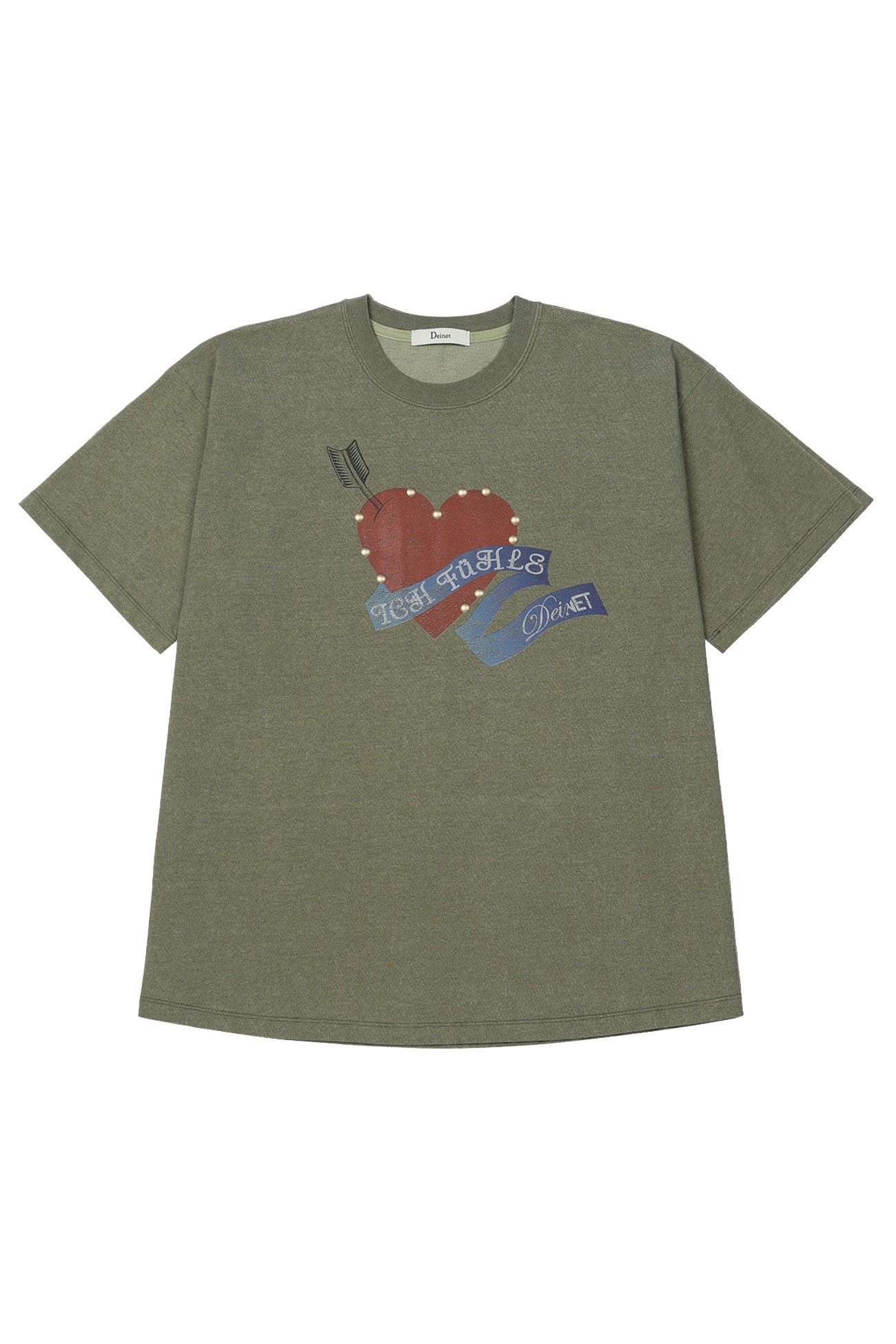 Deinet - Stud Heart T-Shirt (Khaki) product image 1 | TRAB K-Fashion Australia