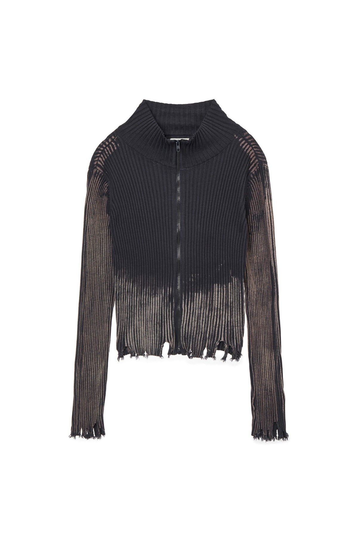 Deinet - Brush Ribbed Knit Zip Up (Charcoal) product image 1 | TRAB K-Fashion Australia