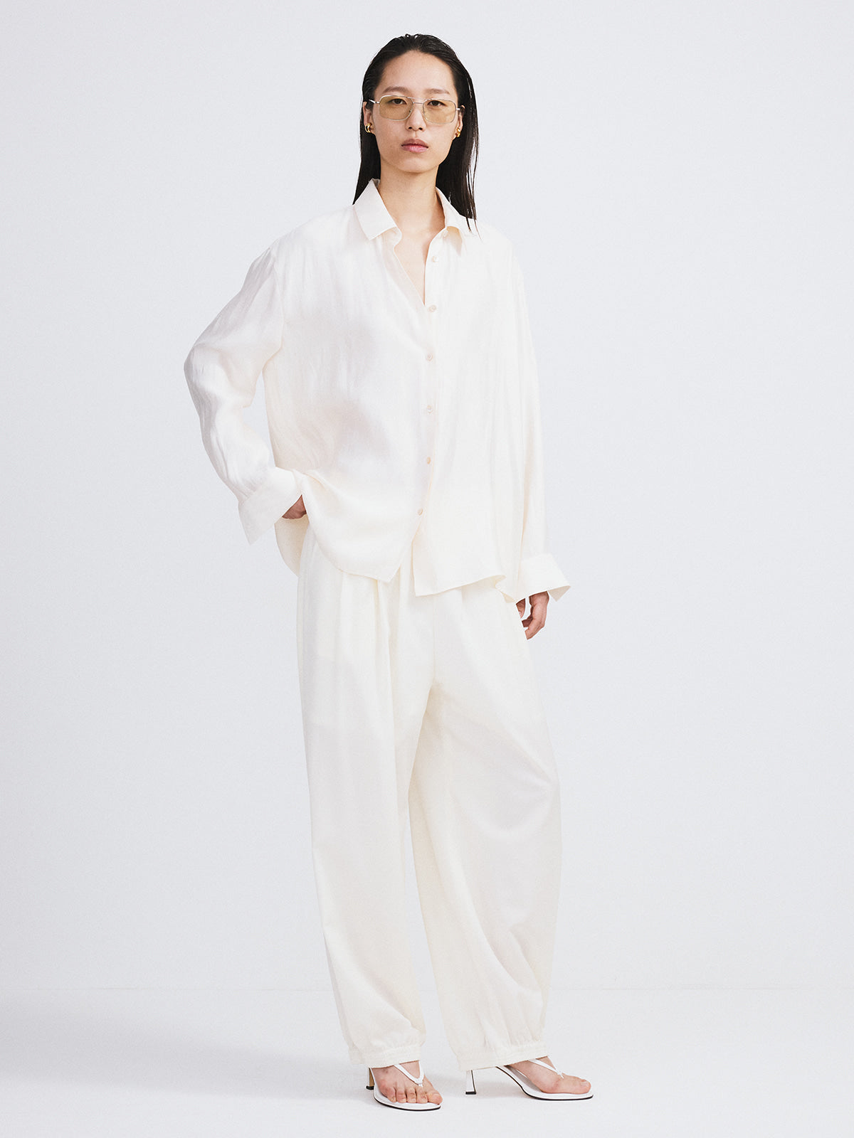 Recto - Oversized Sheer Shirt (Cream) product image 2 | TRAB K-Fashion Australia
