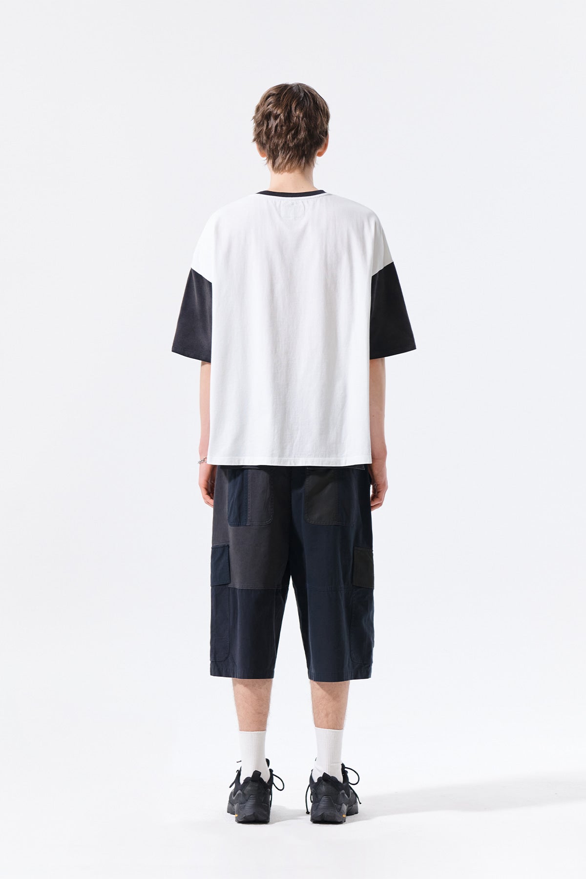 Matin Kim - Patchwork Cargo Bermuda Pants (Charcoal) product image 8 | TRAB K-Fashion Australia