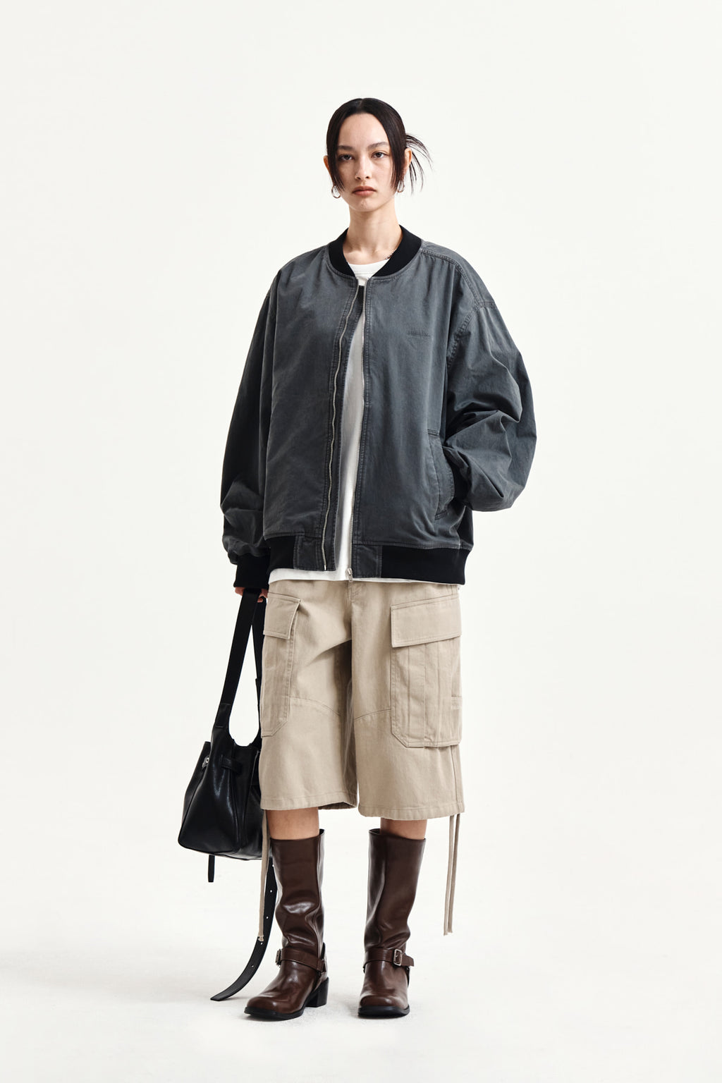 Matin Kim - Utility Cargo Bermuda Pants (Beige) product image 9 | TRAB K-Fashion Australia