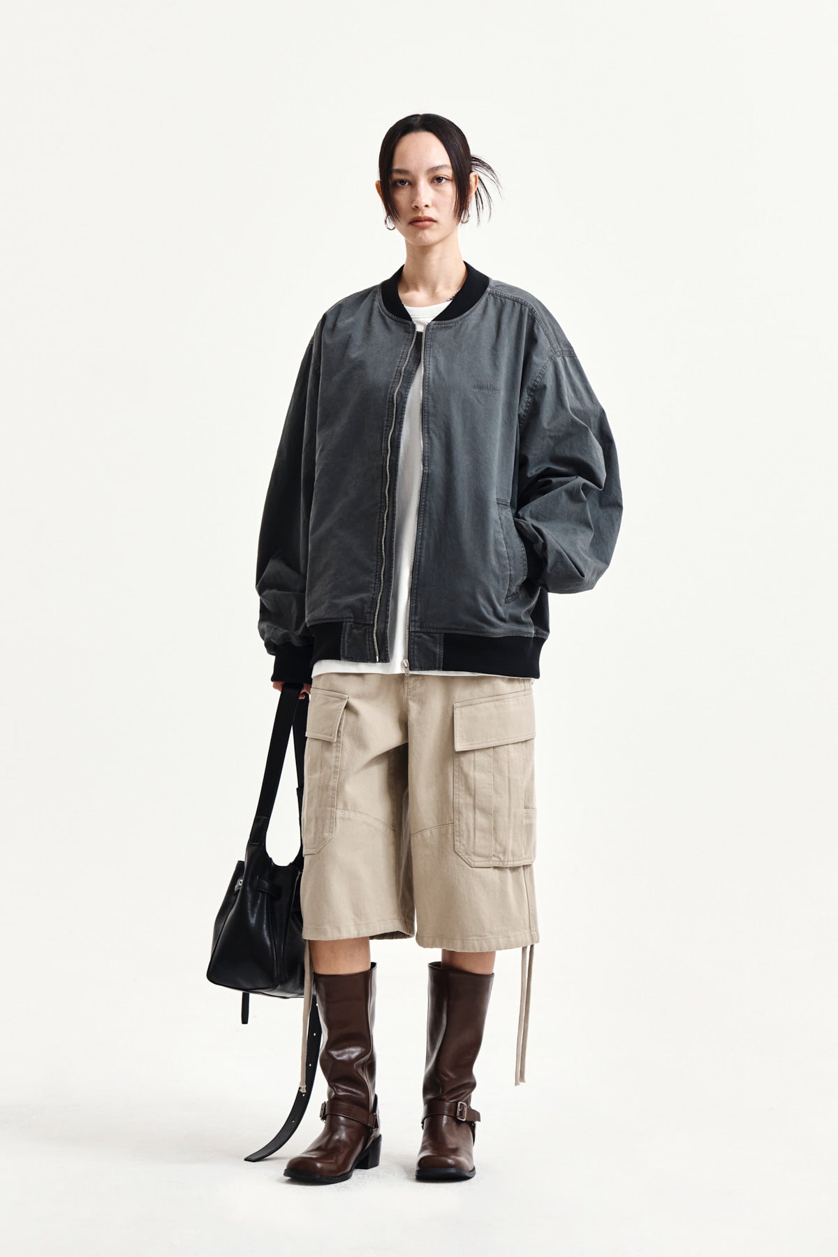 Matin Kim - Utility Cargo Bermuda Pants (Beige) product image 9 | TRAB K-Fashion Australia