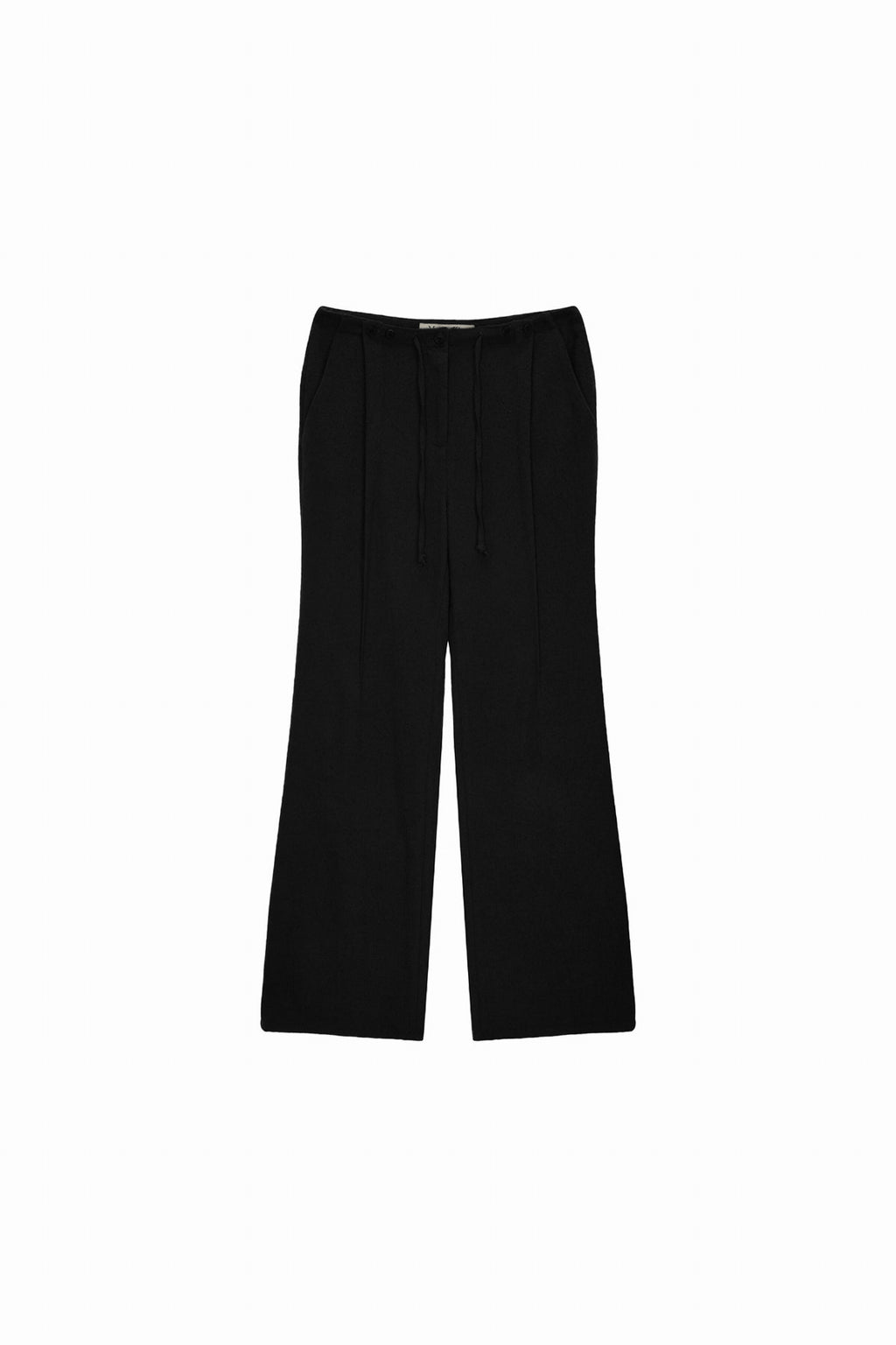 Matin Kim - Waist Button Point String Slim Pants (Black) product image 1 | TRAB K-Fashion Australia