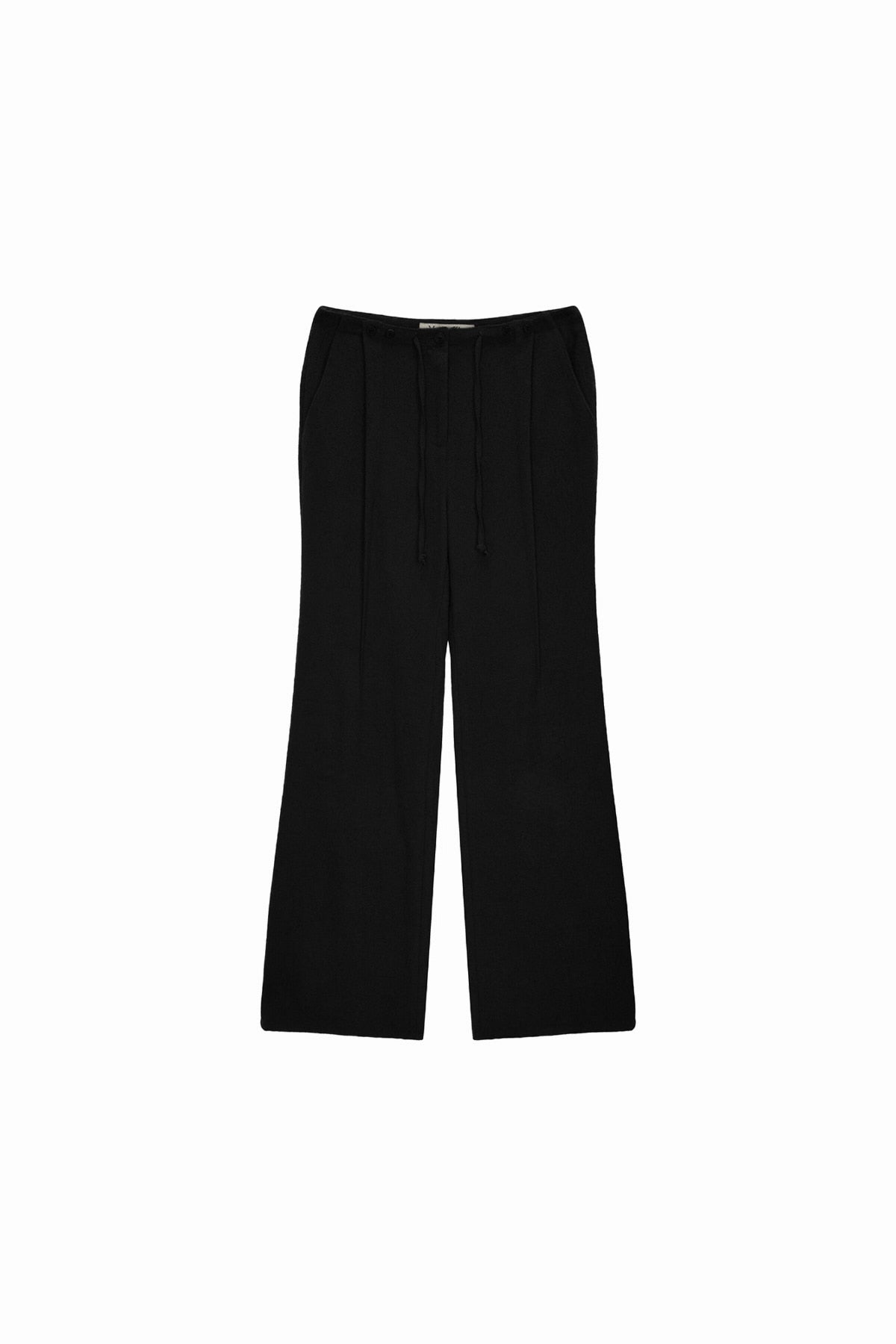 Matin Kim - Waist Button Point String Slim Pants (Black) product image 1 | TRAB K-Fashion Australia