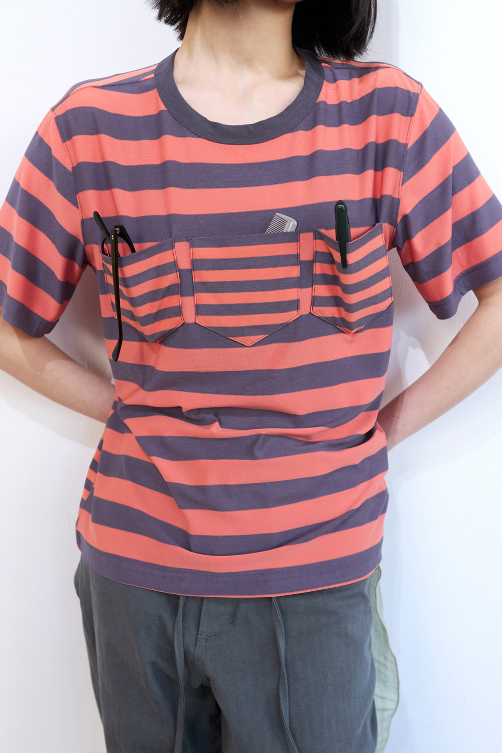 Hatchingroom - Triple Pocket Tee Stripe (Orange) product image 13 | TRAB K-Fashion Australia